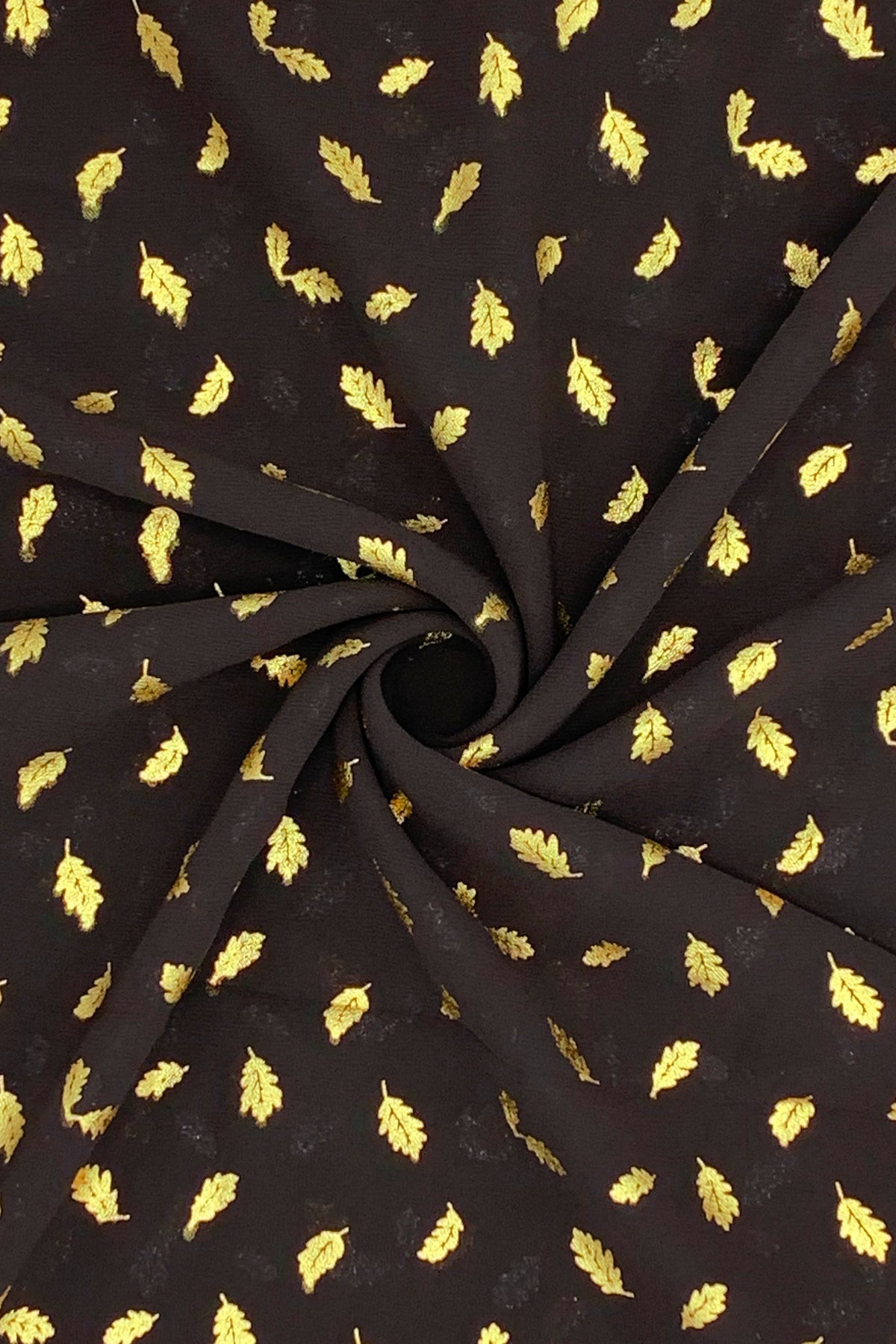 Gold Print Chiffon - Chocolate Brown